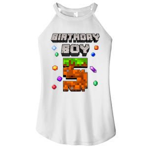 5th Birthday Boy 5 Video Gamer Pixel Number Five Bday Party Women's Perfect Tri Rocker Tank