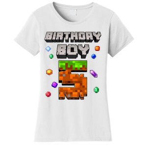 5th Birthday Boy 5 Video Gamer Pixel Number Five Bday Party Women's T-Shirt