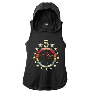 5th Birthday Basketball Fifth 5 Year Old Birthday Ladies PosiCharge Tri-Blend Wicking Draft Hoodie Tank