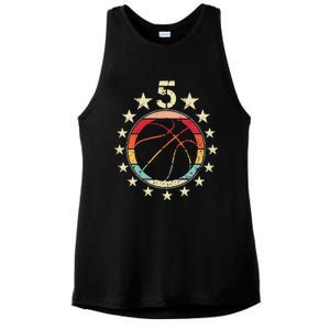 5th Birthday Basketball Fifth 5 Year Old Birthday Ladies PosiCharge Tri-Blend Wicking Tank