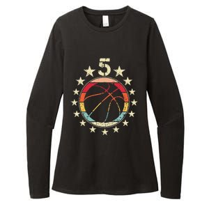 5th Birthday Basketball Fifth 5 Year Old Birthday Womens CVC Long Sleeve Shirt