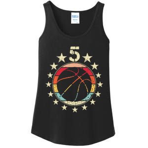 5th Birthday Basketball Fifth 5 Year Old Birthday Ladies Essential Tank