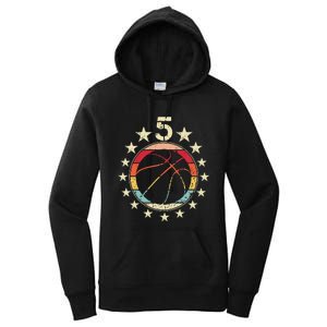 5th Birthday Basketball Fifth 5 Year Old Birthday Women's Pullover Hoodie