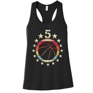 5th Birthday Basketball Fifth 5 Year Old Birthday Women's Racerback Tank