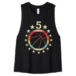 5th Birthday Basketball Fifth 5 Year Old Birthday Women's Racerback Cropped Tank