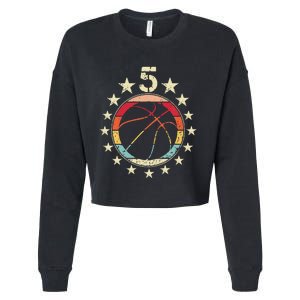 5th Birthday Basketball Fifth 5 Year Old Birthday Cropped Pullover Crew