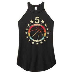 5th Birthday Basketball Fifth 5 Year Old Birthday Women's Perfect Tri Rocker Tank