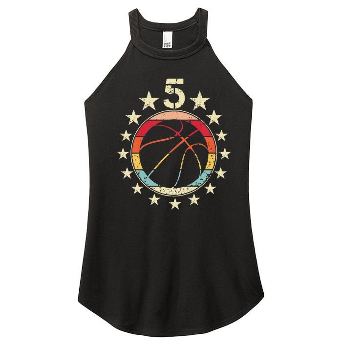 5th Birthday Basketball Fifth 5 Year Old Birthday Women's Perfect Tri Rocker Tank