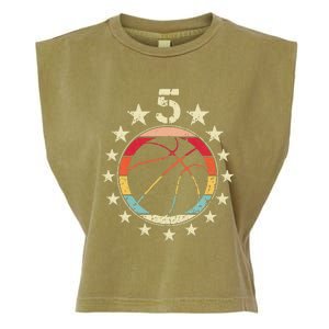 5th Birthday Basketball Fifth 5 Year Old Birthday Garment-Dyed Women's Muscle Tee