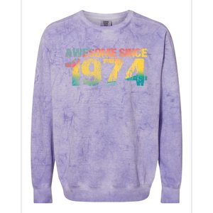 50th Birthday Born 1974 Gift Awesome Since 1974 Colorblast Crewneck Sweatshirt