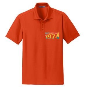 50th Birthday Born 1974 Gift Awesome Since 1974 Dry Zone Grid Polo