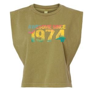 50th Birthday Born 1974 Gift Awesome Since 1974 Garment-Dyed Women's Muscle Tee