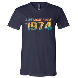 50th Birthday Born 1974 Gift Awesome Since 1974 V-Neck T-Shirt