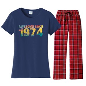 50th Birthday Born 1974 Gift Awesome Since 1974 Women's Flannel Pajama Set