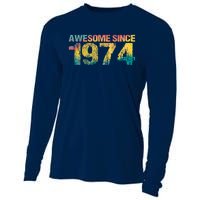 50th Birthday Born 1974 Gift Awesome Since 1974 Cooling Performance Long Sleeve Crew