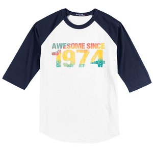 50th Birthday Born 1974 Gift Awesome Since 1974 Baseball Sleeve Shirt