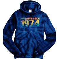 50th Birthday Born 1974 Gift Awesome Since 1974 Tie Dye Hoodie