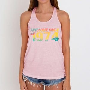 50th Birthday Born 1974 Gift Awesome Since 1974 Women's Knotted Racerback Tank