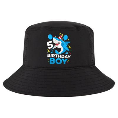 5th Birthday Boy Shark Ocean Theme Party 5 Years Old For Boy Cool Comfort Performance Bucket Hat