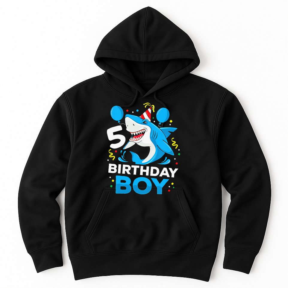 5th Birthday Boy Shark Ocean Theme Party 5 Years Old For Boy Hoodie
