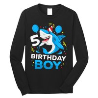 5th Birthday Boy Shark Ocean Theme Party 5 Years Old For Boy Long Sleeve Shirt