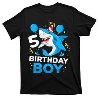 5th Birthday Boy Shark Ocean Theme Party 5 Years Old For Boy T-Shirt