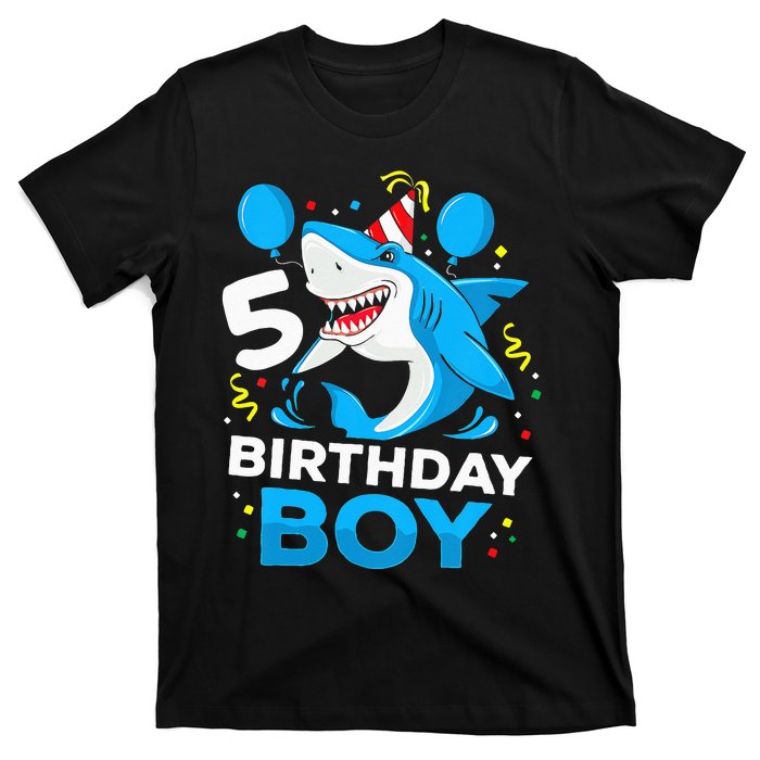 5th Birthday Boy Shark Ocean Theme Party 5 Years Old For Boy T-Shirt