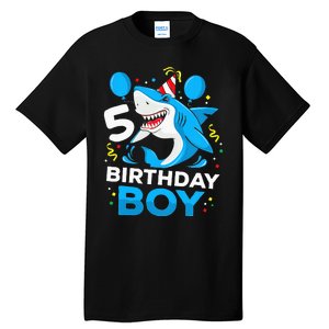 5th Birthday Boy Shark Ocean Theme Party 5 Years Old For Boy Tall T-Shirt