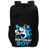 5th Birthday Boy Shark Ocean Theme Party 5 Years Old For Boy Impact Tech Backpack