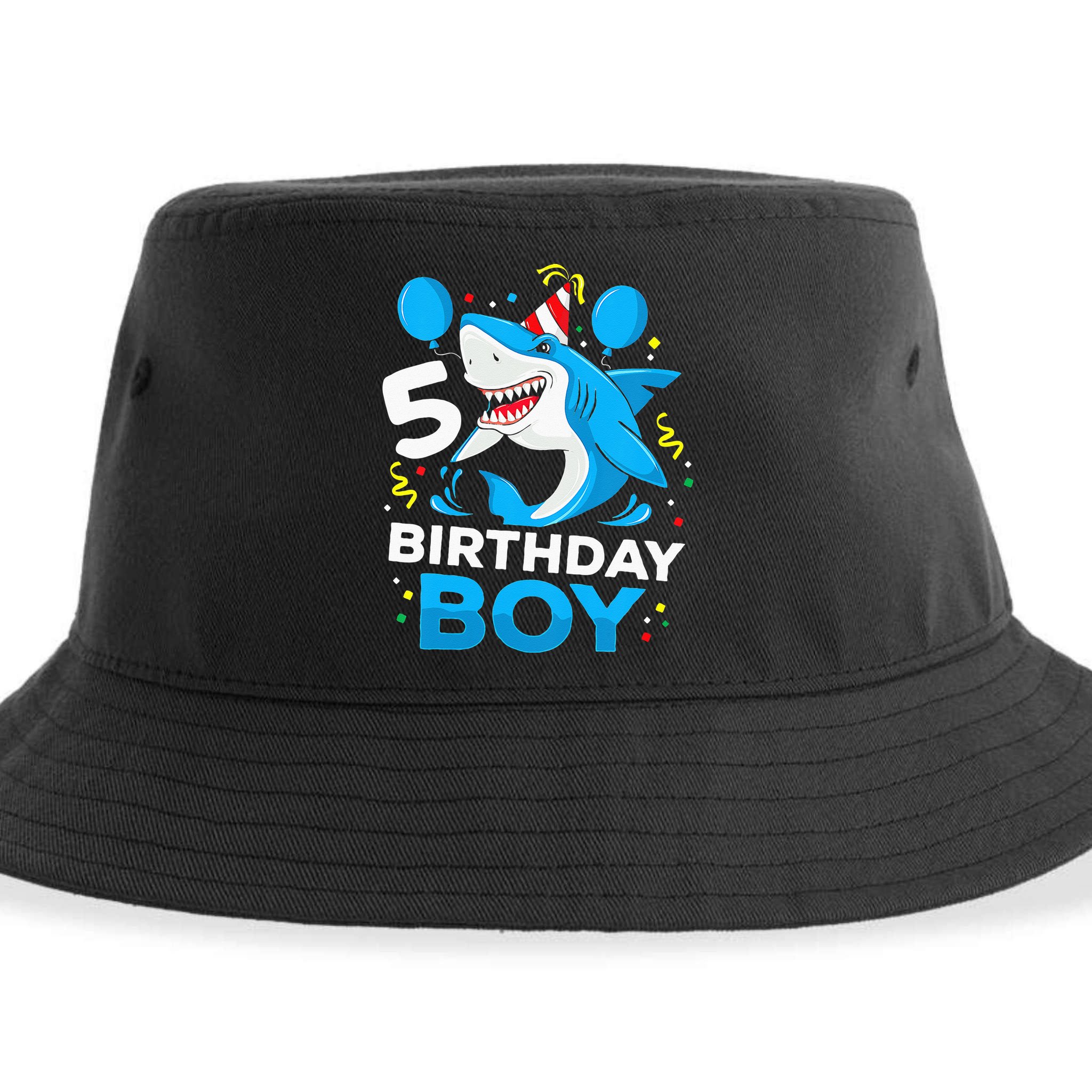 5th Birthday Boy Shark Ocean Theme Party 5 Years Old For Boy Sustainable Bucket Hat