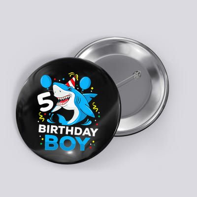 5th Birthday Boy Shark Ocean Theme Party 5 Years Old For Boy Button