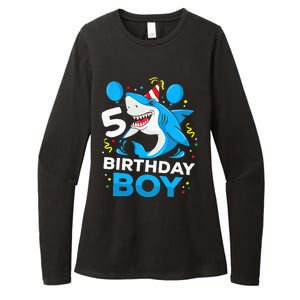 5th Birthday Boy Shark Ocean Theme Party 5 Years Old For Boy Womens CVC Long Sleeve Shirt