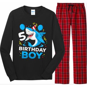 5th Birthday Boy Shark Ocean Theme Party 5 Years Old For Boy Long Sleeve Pajama Set