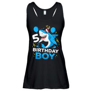 5th Birthday Boy Shark Ocean Theme Party 5 Years Old For Boy Ladies Essential Flowy Tank