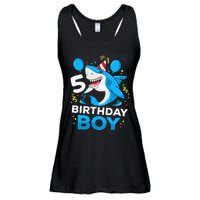 5th Birthday Boy Shark Ocean Theme Party 5 Years Old For Boy Ladies Essential Flowy Tank