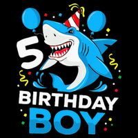 5th Birthday Boy Shark Ocean Theme Party 5 Years Old For Boy 16 in Basic Backpack