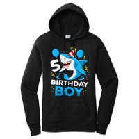 5th Birthday Boy Shark Ocean Theme Party 5 Years Old For Boy Women's Pullover Hoodie