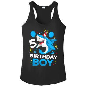 5th Birthday Boy Shark Ocean Theme Party 5 Years Old For Boy Ladies PosiCharge Competitor Racerback Tank