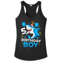 5th Birthday Boy Shark Ocean Theme Party 5 Years Old For Boy Ladies PosiCharge Competitor Racerback Tank