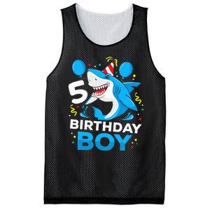 5th Birthday Boy Shark Ocean Theme Party 5 Years Old For Boy Mesh Reversible Basketball Jersey Tank