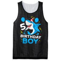 5th Birthday Boy Shark Ocean Theme Party 5 Years Old For Boy Mesh Reversible Basketball Jersey Tank