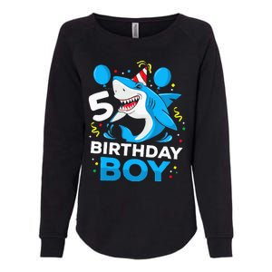 5th Birthday Boy Shark Ocean Theme Party 5 Years Old For Boy Womens California Wash Sweatshirt