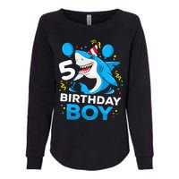 5th Birthday Boy Shark Ocean Theme Party 5 Years Old For Boy Womens California Wash Sweatshirt