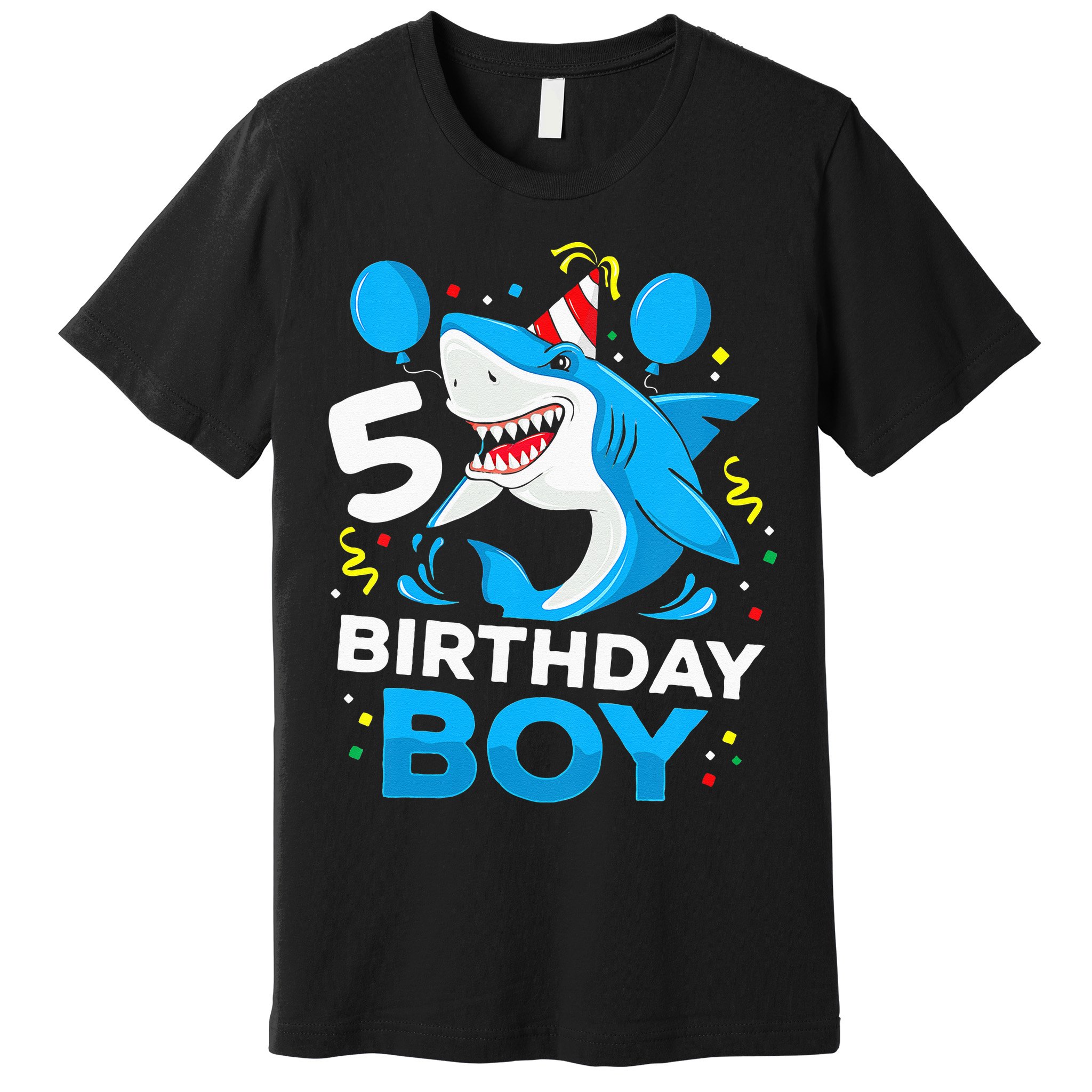 5th Birthday Boy Shark Ocean Theme Party 5 Years Old For Boy Premium T-Shirt