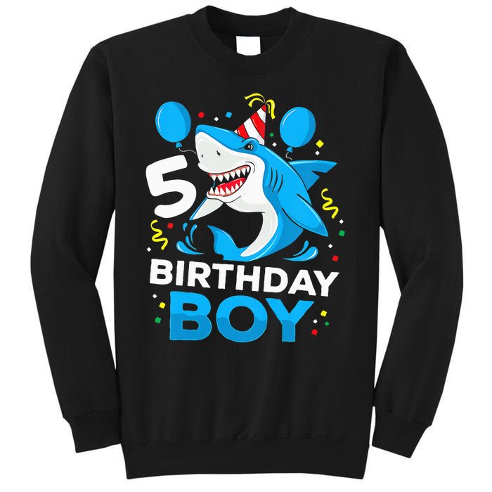 5th Birthday Boy Shark Ocean Theme Party 5 Years Old For Boy Tall Sweatshirt