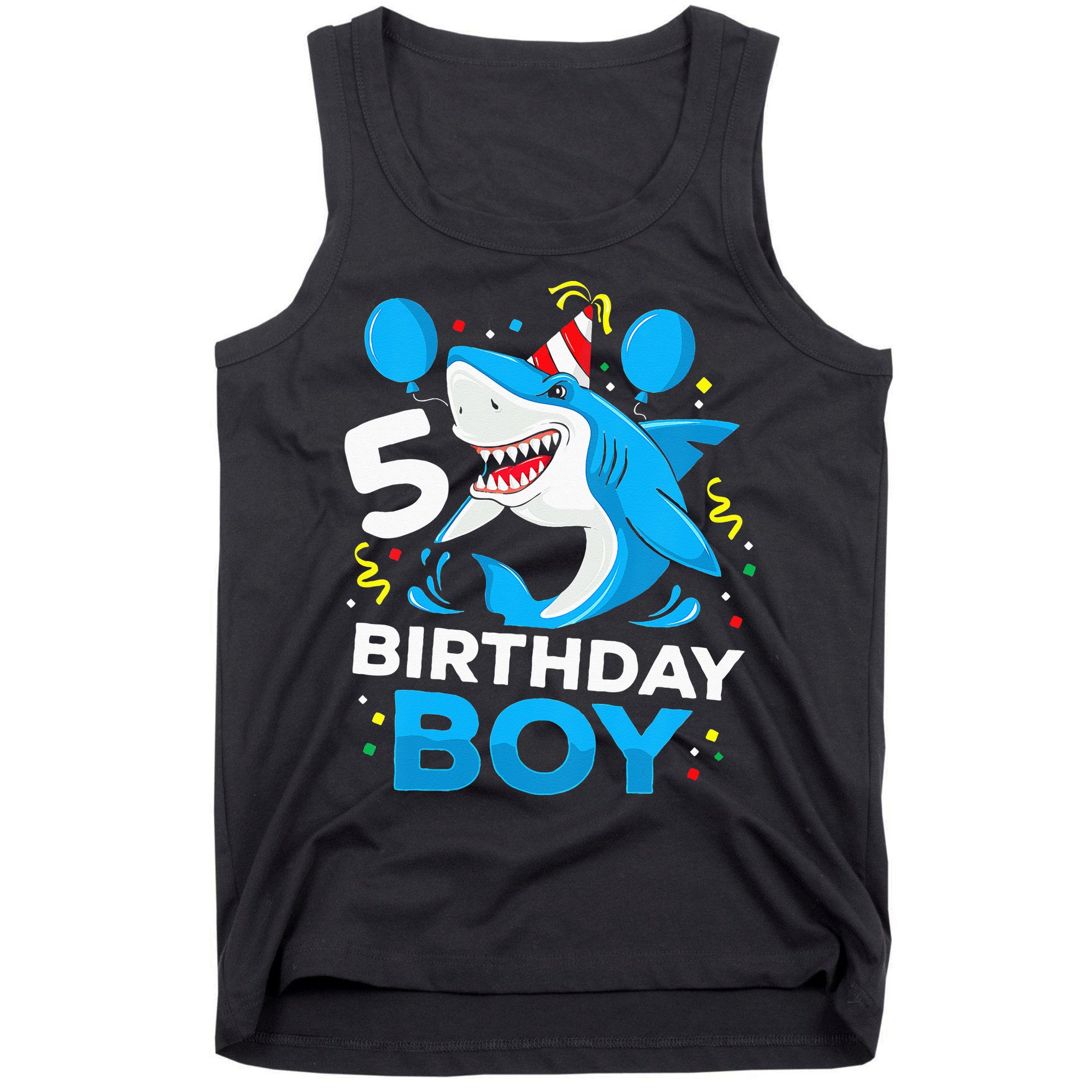 5th Birthday Boy Shark Ocean Theme Party 5 Years Old For Boy Tank Top