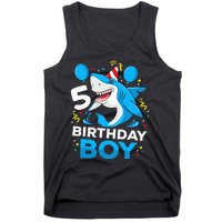 5th Birthday Boy Shark Ocean Theme Party 5 Years Old For Boy Tank Top