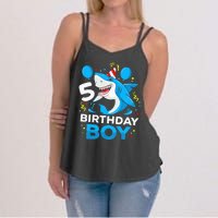 5th Birthday Boy Shark Ocean Theme Party 5 Years Old For Boy Women's Strappy Tank