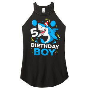 5th Birthday Boy Shark Ocean Theme Party 5 Years Old For Boy Women's Perfect Tri Rocker Tank