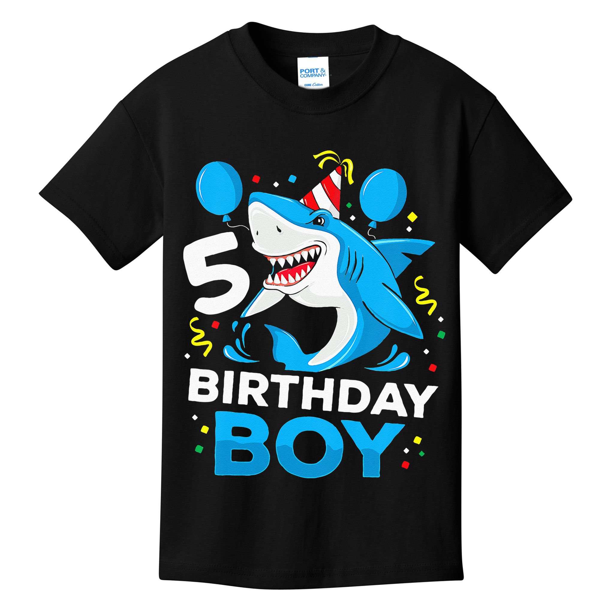 5th Birthday Boy Shark Ocean Theme Party 5 Years Old For Boy Kids T-Shirt